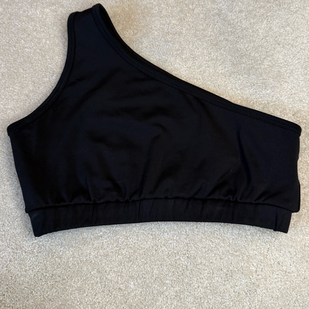 Strut This Black One Shoulder Sports Bra Size M